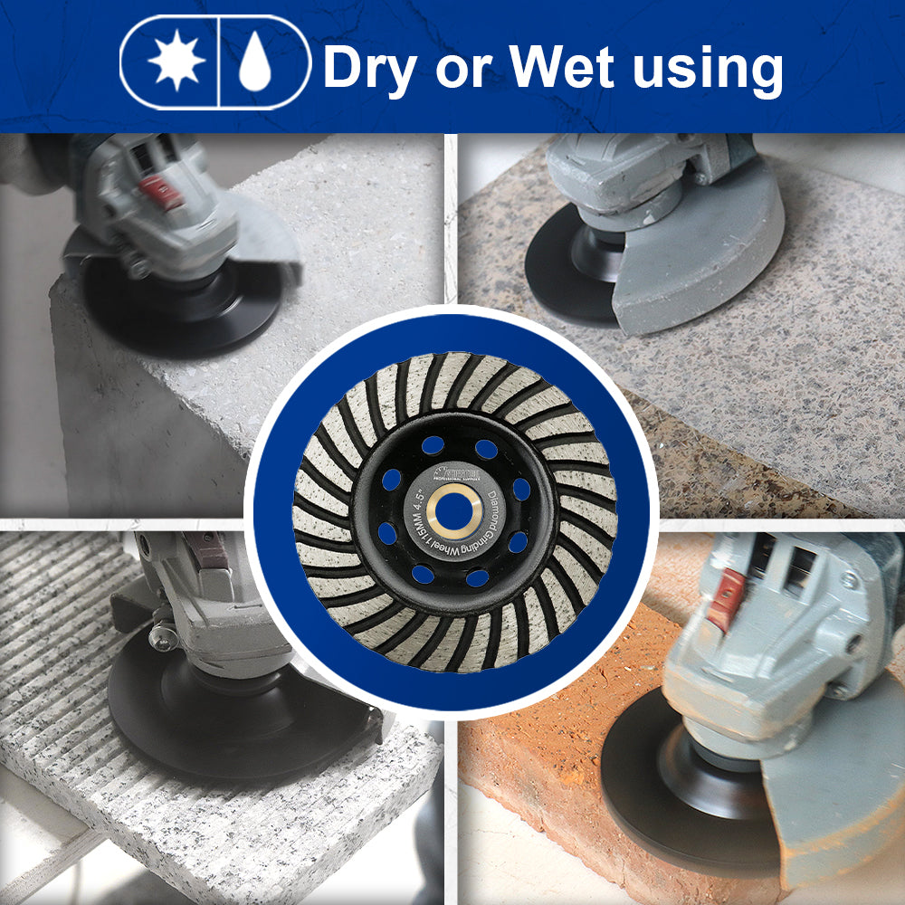 Shdiatool Turbo Row Diamond Grinding Cup Wheel for Concrete Granite Masonry Brick 4"/4.5"/5"/7"