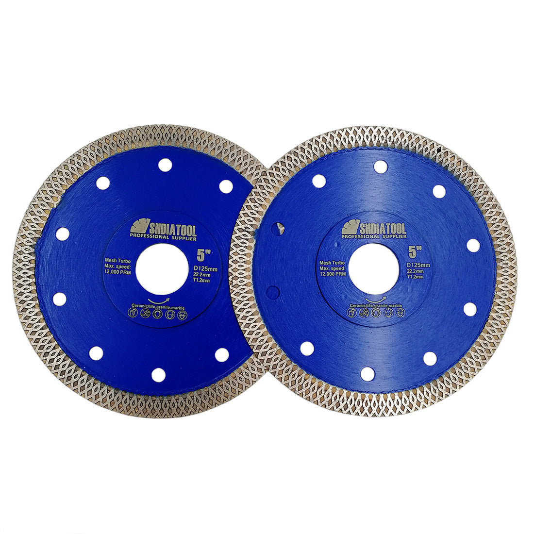 SHDIATOOL 4"/4.5"/5" X Mesh Turbo Diamond Saw Blade Cutting Ceramic Porcelain Marble US Warehouse