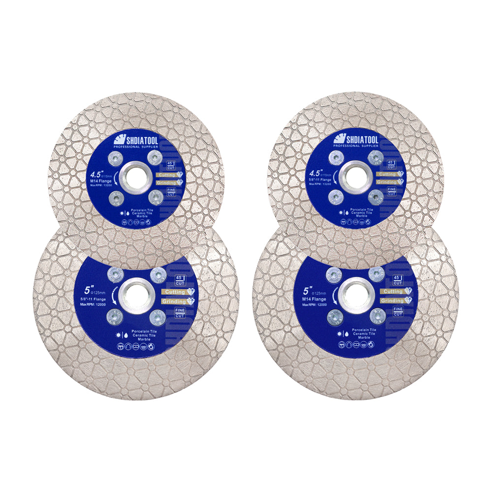Diamond Cutting Grinding Disc Triangle 5pcs 4.5"/5" Tile Marble Stone M14 or 5/8-11 Flange