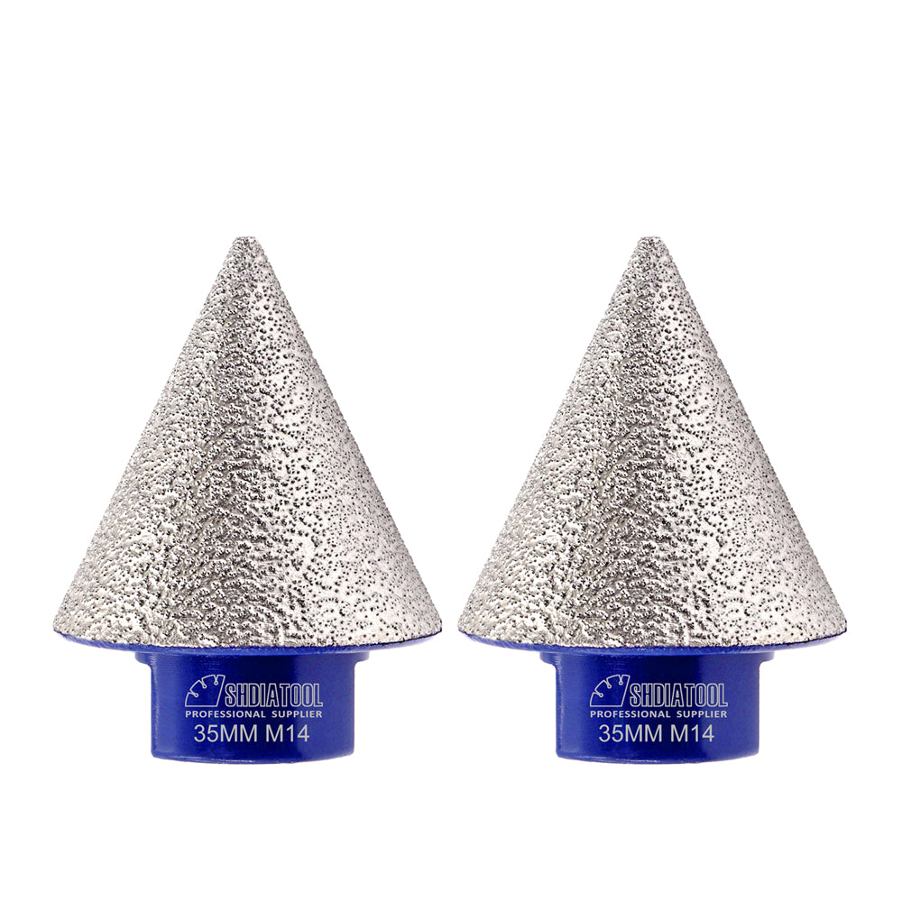 SHDIATOOL Diamond Beveling Chamfer Bits 5/8-11 or M14 or M10 Thread for Granite Marble Tiles Existing Holes Enlarging Polishing Shaping Dia 20/35/50/75mm - SHDIATOOL