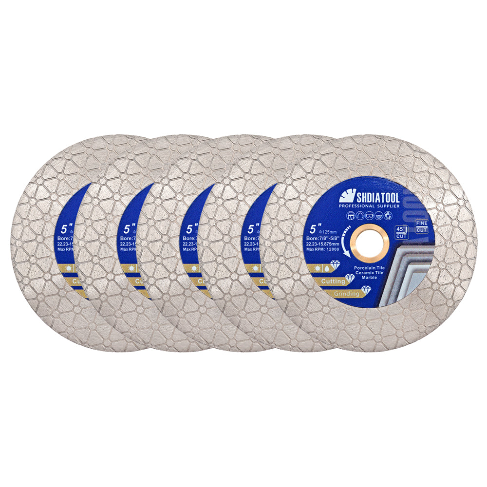 SHDIATOOL Diamond Saw Blade Double-sided 1 or 2 or 5pcs Dia125mm for Tile Marble Granite Stone Cutting Disc - SHDIATOOL