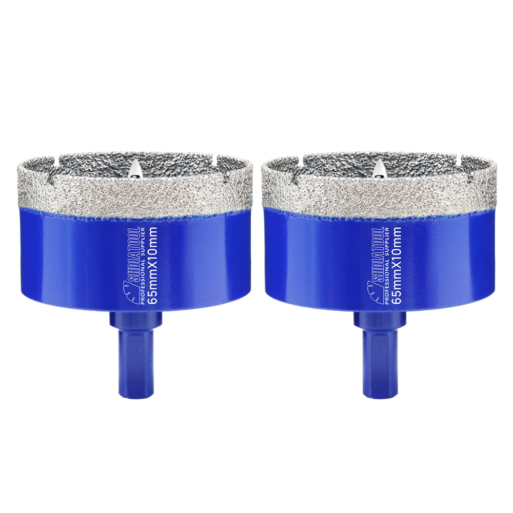 Shdiatool 1/2/3pcs 20-68mm Vacuum Brazed Triangle Shank Drill Bit with Postion Drill Bit for Ceramic Tile Marble Granite