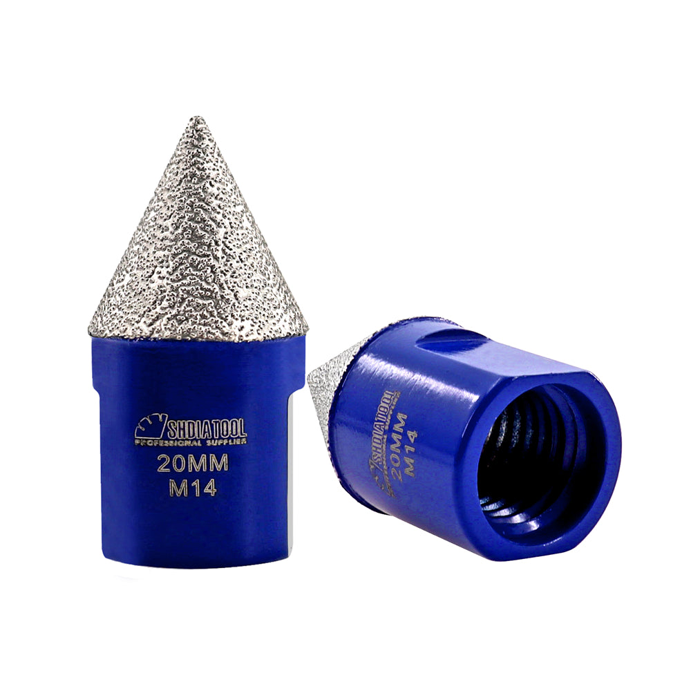 SHDIATOOL Diamond Beveling Chamfer Bits 5/8-11 or M14 or M10 Thread for Granite Marble Tiles Existing Holes Enlarging Polishing Shaping Dia 20/35/50/75mm - SHDIATOOL