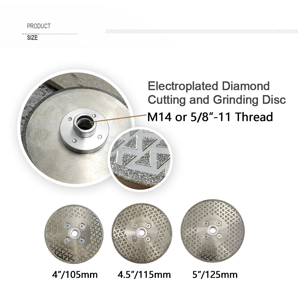 Electroplated Diamond Cutting Grinding Disc Single Side Coated M14 or 5/8-11 Flange for Granite - SHDIATOOL