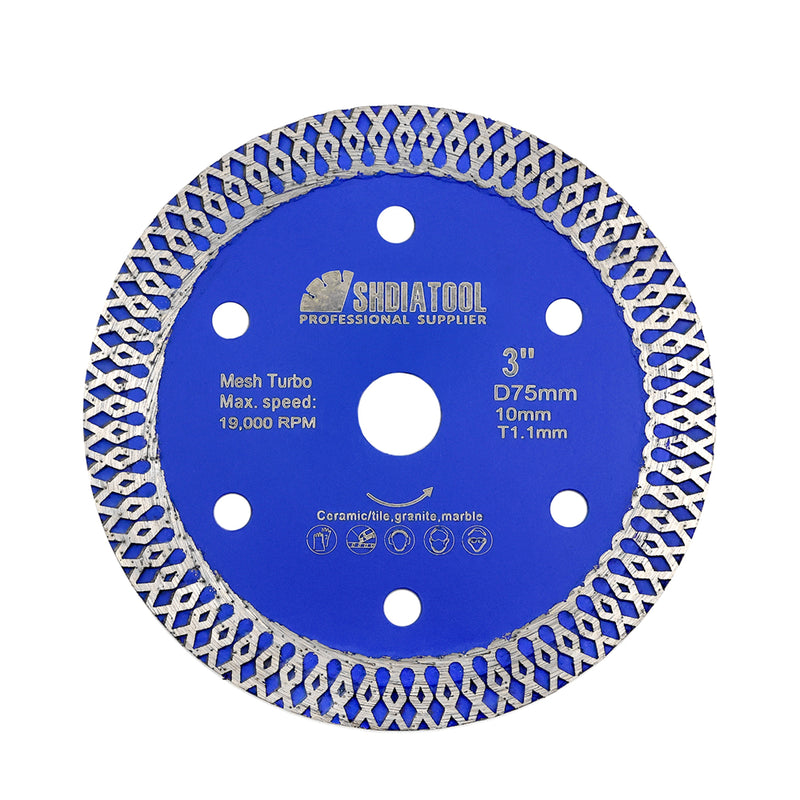 SHDIATOOL 1/2/3 PCS 3" 75mm X Mesh Turbo Diamond Blade Cutting for Tile Ceramic Porcelain Marble