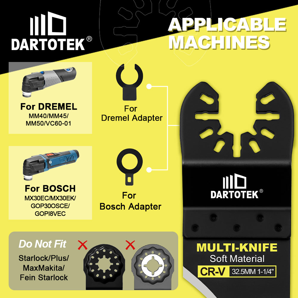 DARTOTEK 5pcs Oscillating Knife Blade All-Purpose Multitool Saw Blade for Cutting Carpet Cardboard Roofing Shingles