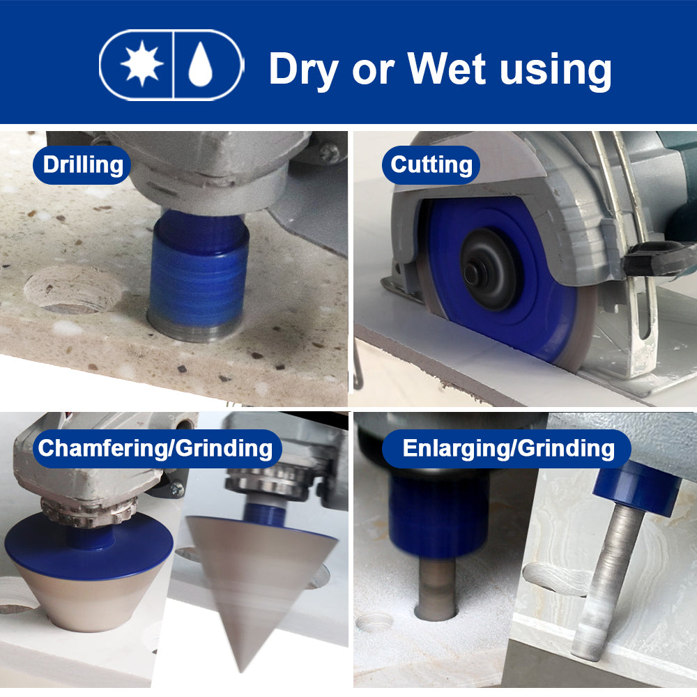 Shdiatool 11pcs 6-65MM Diamond 5/8-11 Drill Bit Kit 4.5 inch X Mesh Cutting Saw Blade for Ceramic Tile Porcelain Tile Marble