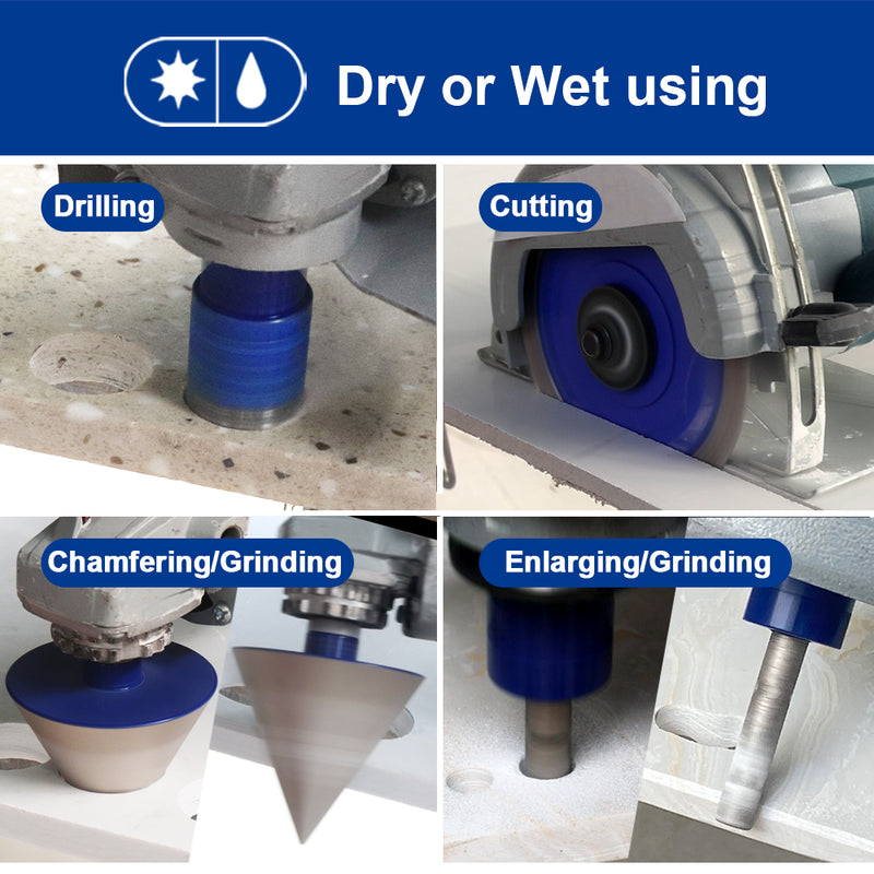 Shdiatool 11pcs 6-65MM Diamond 5/8-11 Drill Bit Kit 4.5 inch X Mesh Cutting Saw Blade for Ceramic Tile Porcelain Tile Marble