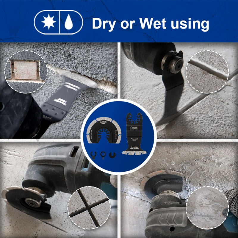 SHDIATOOL 5pcs Diamond Oscillating Saw Blades Multifunctional Tools Multitool Blade For Cement Mortar Marble Ceramic