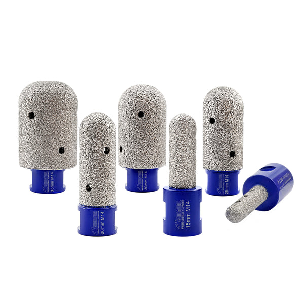 SHDIATOOL Diamond Finger Milling Bits 1/2pcs Dia 10/15/20/25/30/35mm Porcelain Ceramic Marble Granite Hole Saw M14 or 5/8-11 Thread