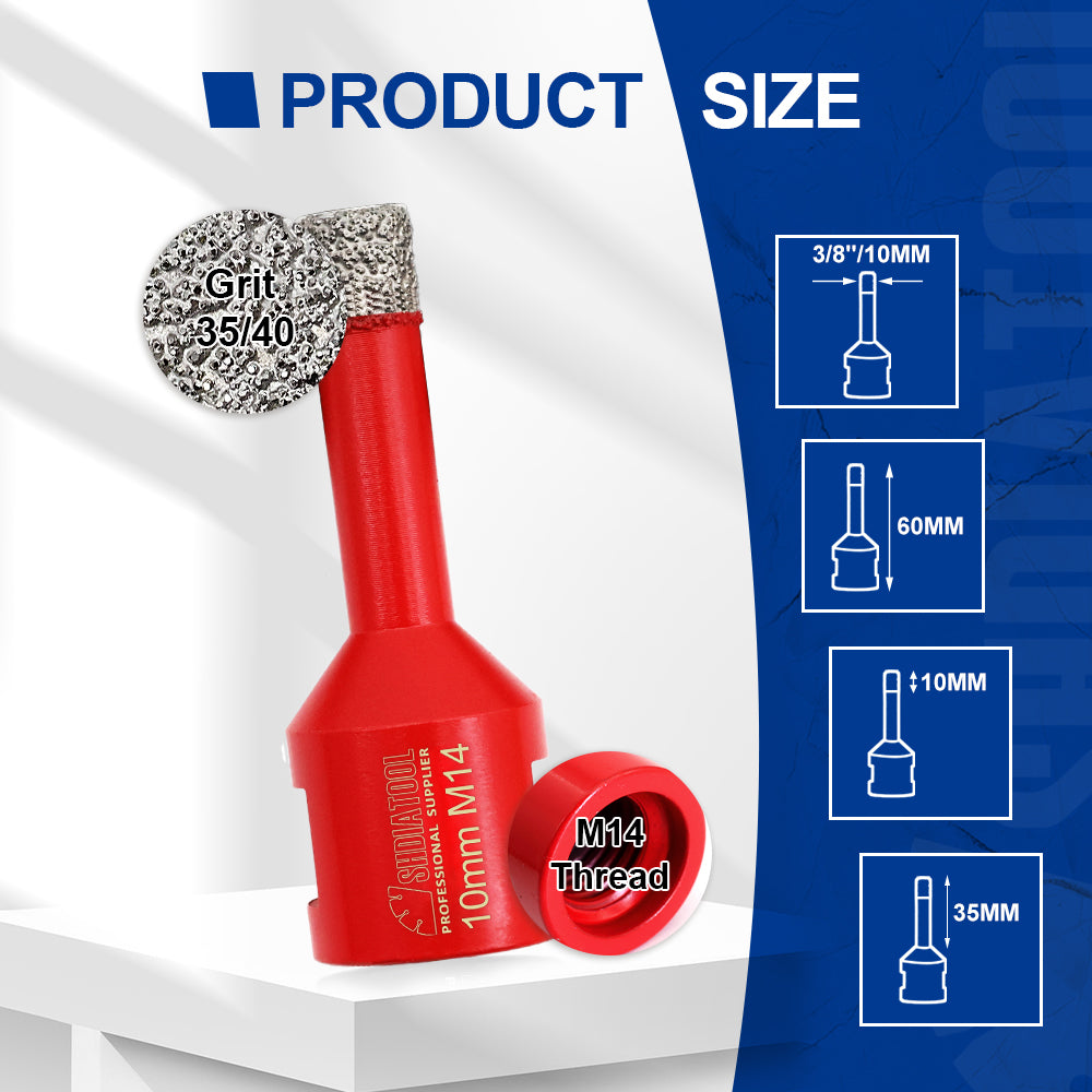 SHDIATOOL Diamond Core Drill Bit with M14 Thread for Porcelain Marble Hole Saw
