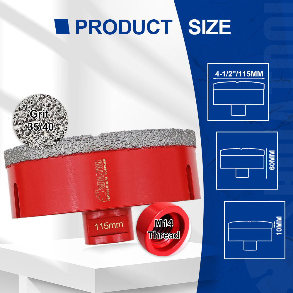 SHDIATOOL Diamond Core Drill Bit with M14 Thread for Porcelain Marble Hole Saw