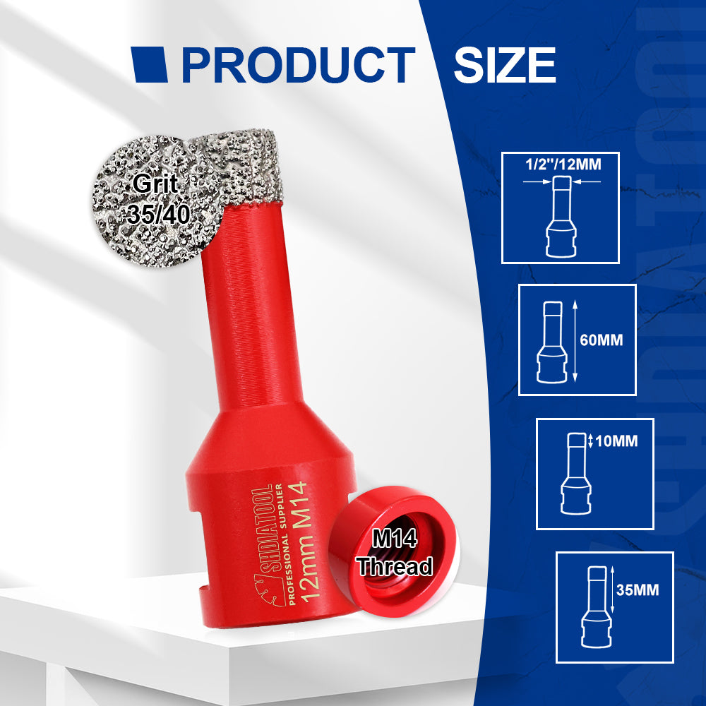 SHDIATOOL Diamond Core Drill Bit with M14 Thread for Porcelain Marble Hole Saw