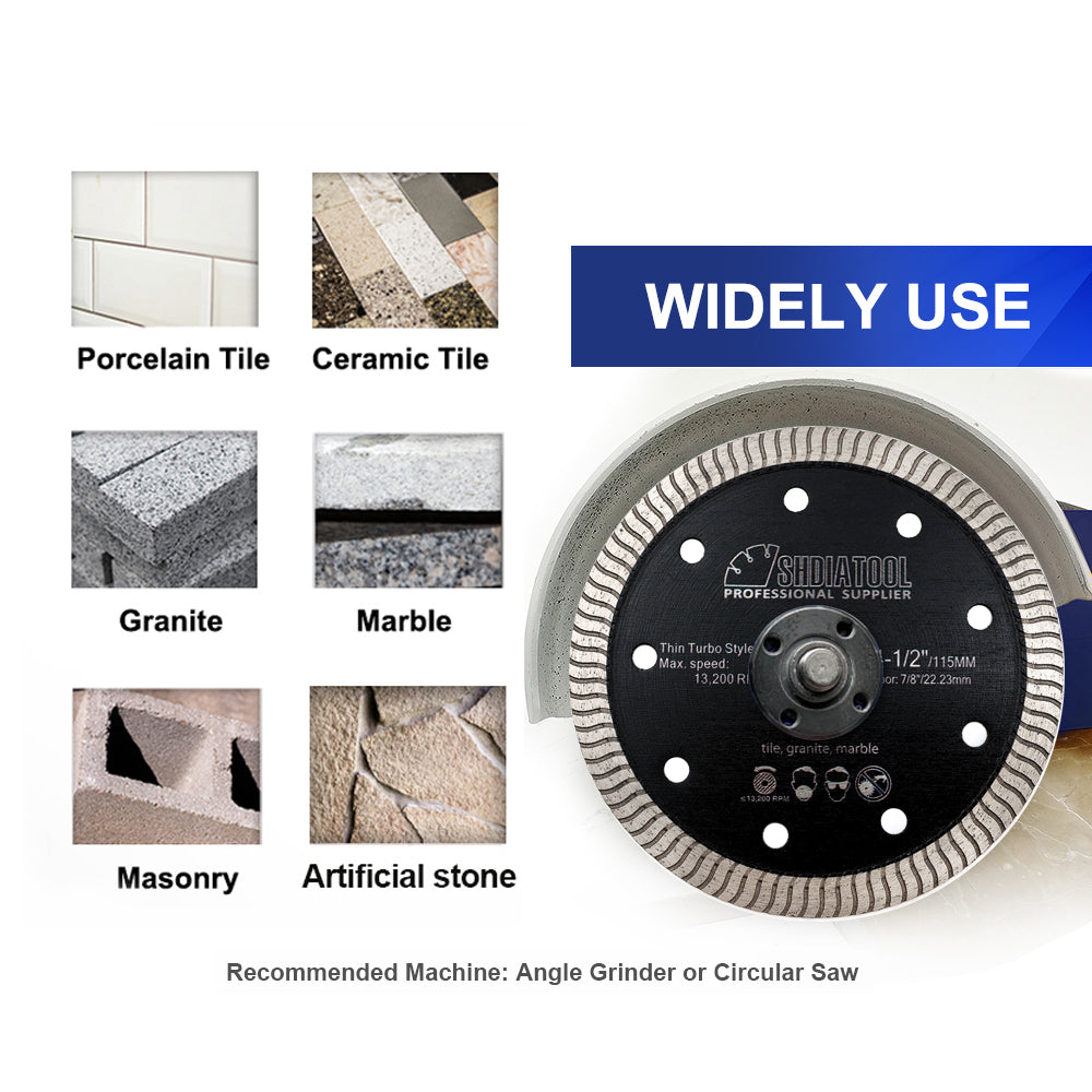 Turbo Saw Blade 5pcs 4.5" 5" Ceramic Marble Tile Granite Superthin Cutting Disc