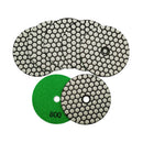 4 inch Dry Diamond Polishing Pad for Granite Marble  7pcs/set Mixed Grits Plus a 5/8-11 Backer - SHDIATOOL