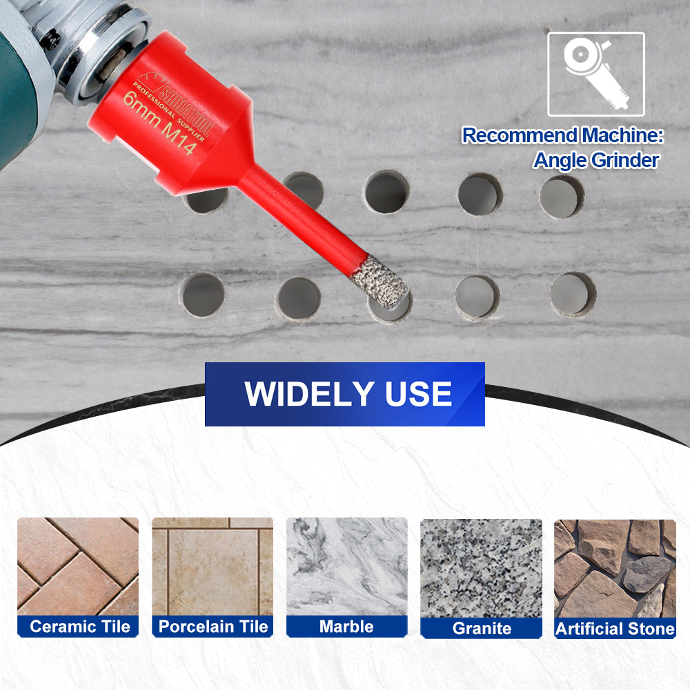 SHDIATOOL Diamond Core Drill Bit with M14 Thread for Porcelain Marble Hole Saw