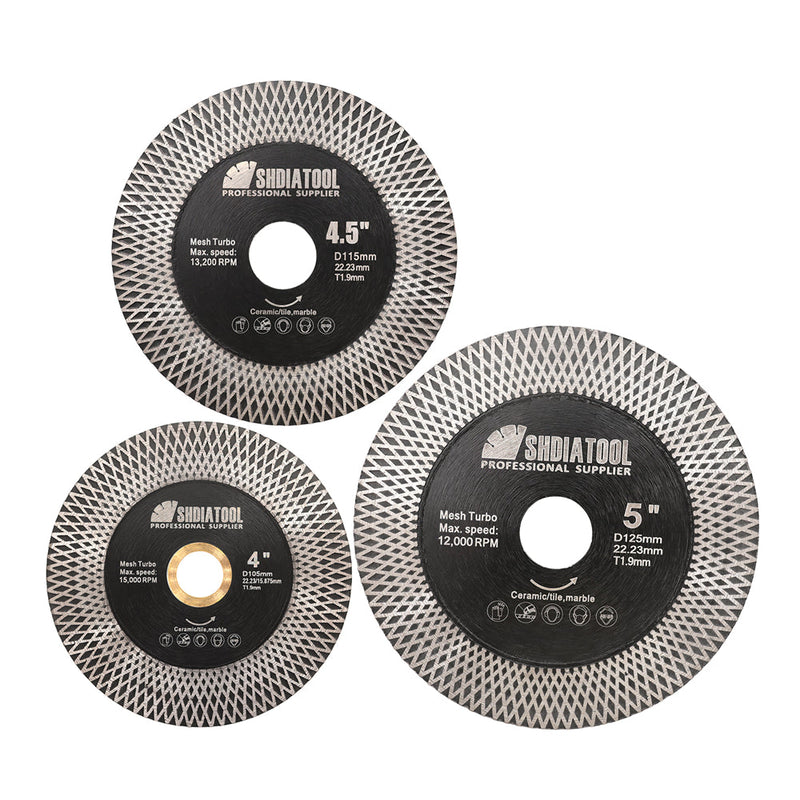 SHDIATOOL Diamond Cutting Disc 4.5-Inch - Mesh Turbo Blade For Tile Ceramic Granite