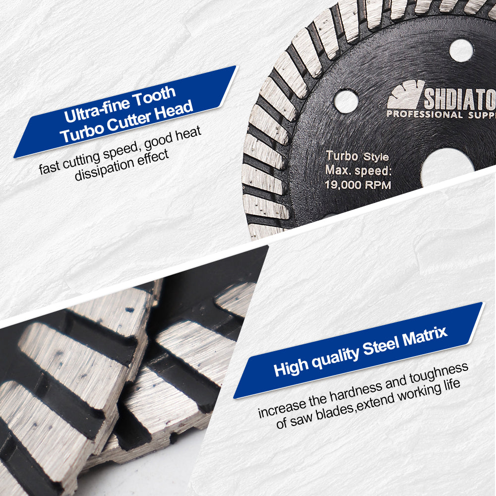 SHDIATOOL Turbo Diamond Saw Blades 5pcs 3inchs Concrete Granite Stone