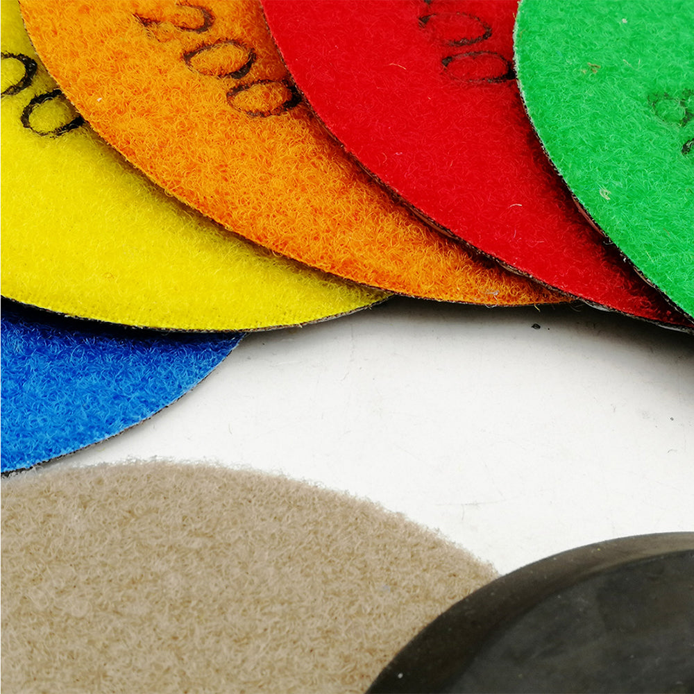 4inch Dry Diamond Polishing Pad for Granite 8pcs/set Mixed Grits Plus a Base Backer - SHDIATOOL