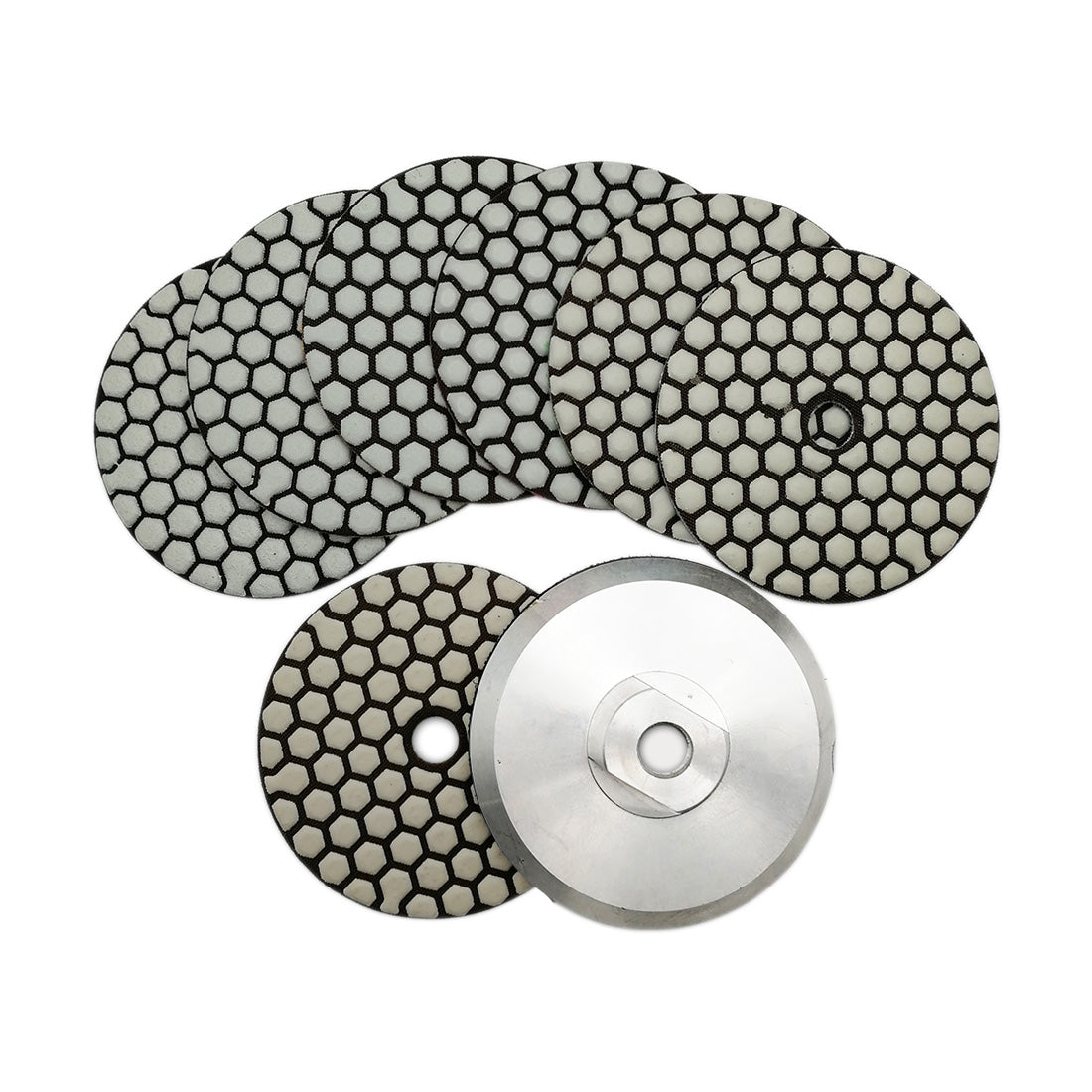 4Inch Dry Diamond Polishing Pad for Marble 7pcs/set Mixed Grits Plus a Base Backer - SHDIATOOL