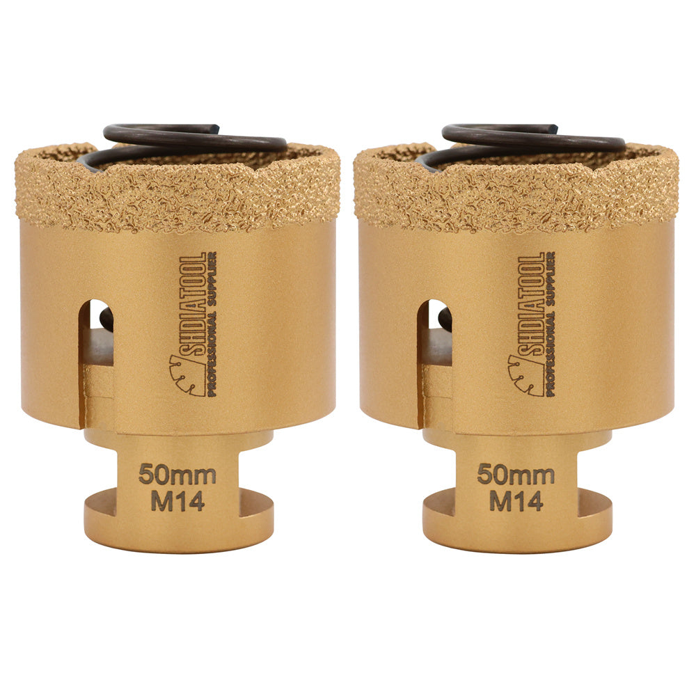 SHDIATOOL 1/2/3pcs Diamond Drill Bits 20/25/35/50mm Spring Core Bits for Porcelain Ceramic Granite Marble Hole Saw M14 Thread