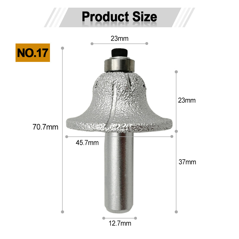 Diamond Router Bits with 1/2" Shank for Granite Marble 31 sizes 2pcs - SHDIATOOL