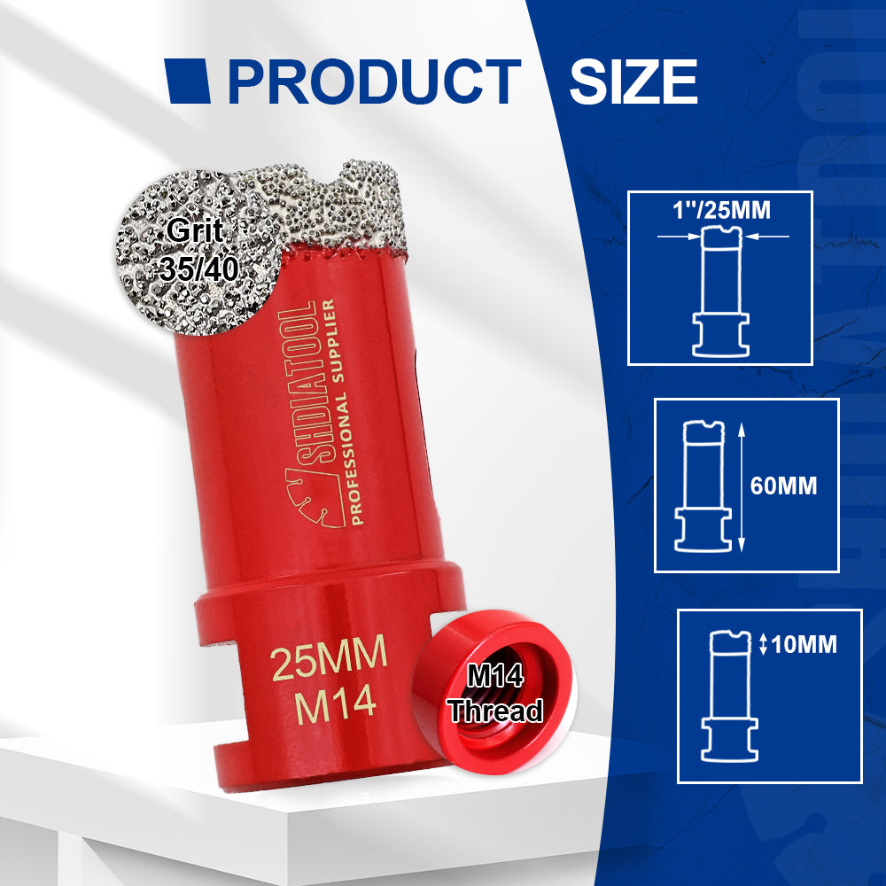 SHDIATOOL Diamond Core Drill Bit with M14 Thread for Porcelain Marble Hole Saw