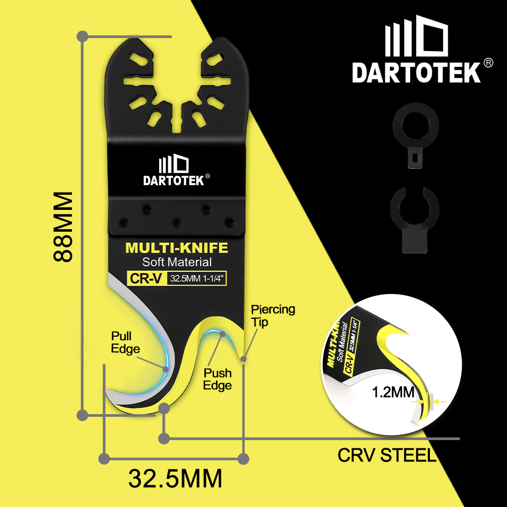 DARTOTEK 5pcs Oscillating Knife Blade All-Purpose Multitool Saw Blade for Cutting Carpet Cardboard Roofing Shingles