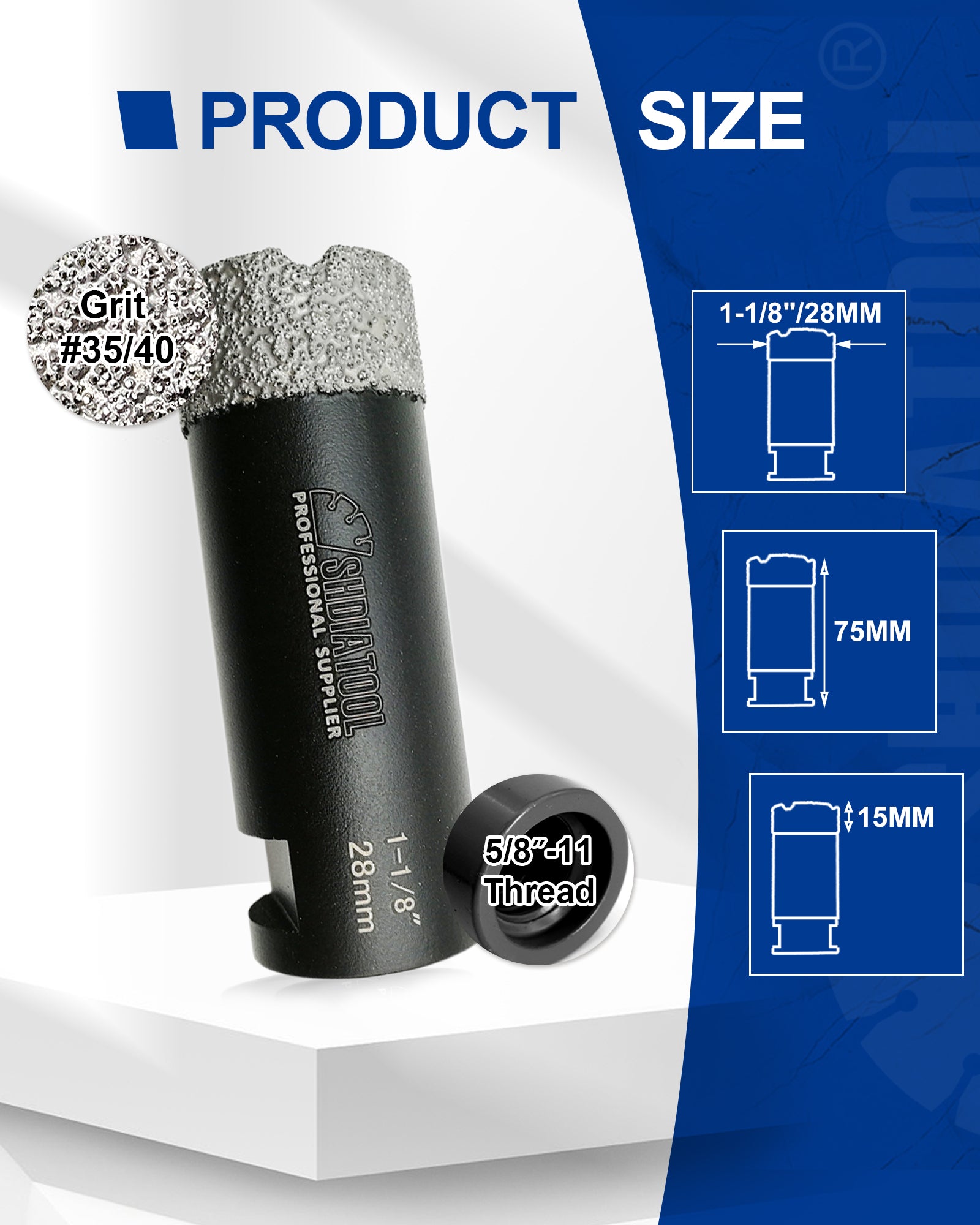 Diamond Core Drill Bits Porcelain Ceramic Tile Marble Brick1/4 Inch to 6 Inch 5/8-11