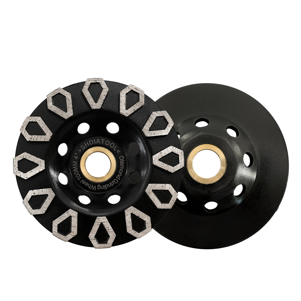 SHDIATOOL Diamond Rhombus-Shaped Cup Wheel 1/2/5pcs Dia 4"/100mm for Concrete Granite Stone Masonry Marble Angle Grinder