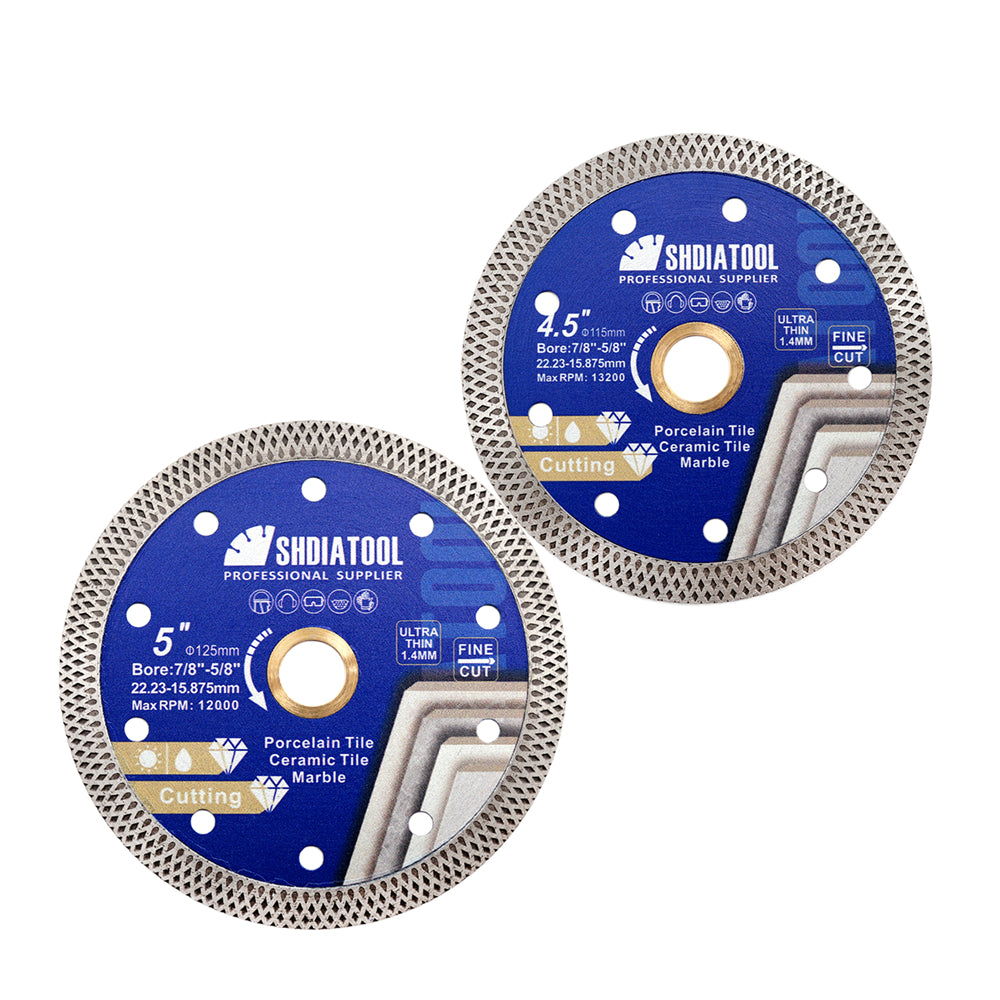 SHDIATOOL Diamond  Superthin Mesh Turbo Saw Blade for Procelain Ceramic Tile Granite Marble Artificial Stone 4''/4.5''/5'' - SHDIATOOL