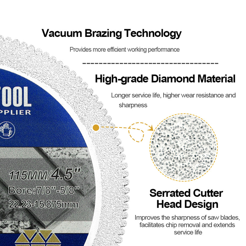SHDIATOOL Diamond Cutting Disc Dia 4.5"/115mm for Marble Ceramic Tile Artificial Stone Vacuum Brazed Saw Blade