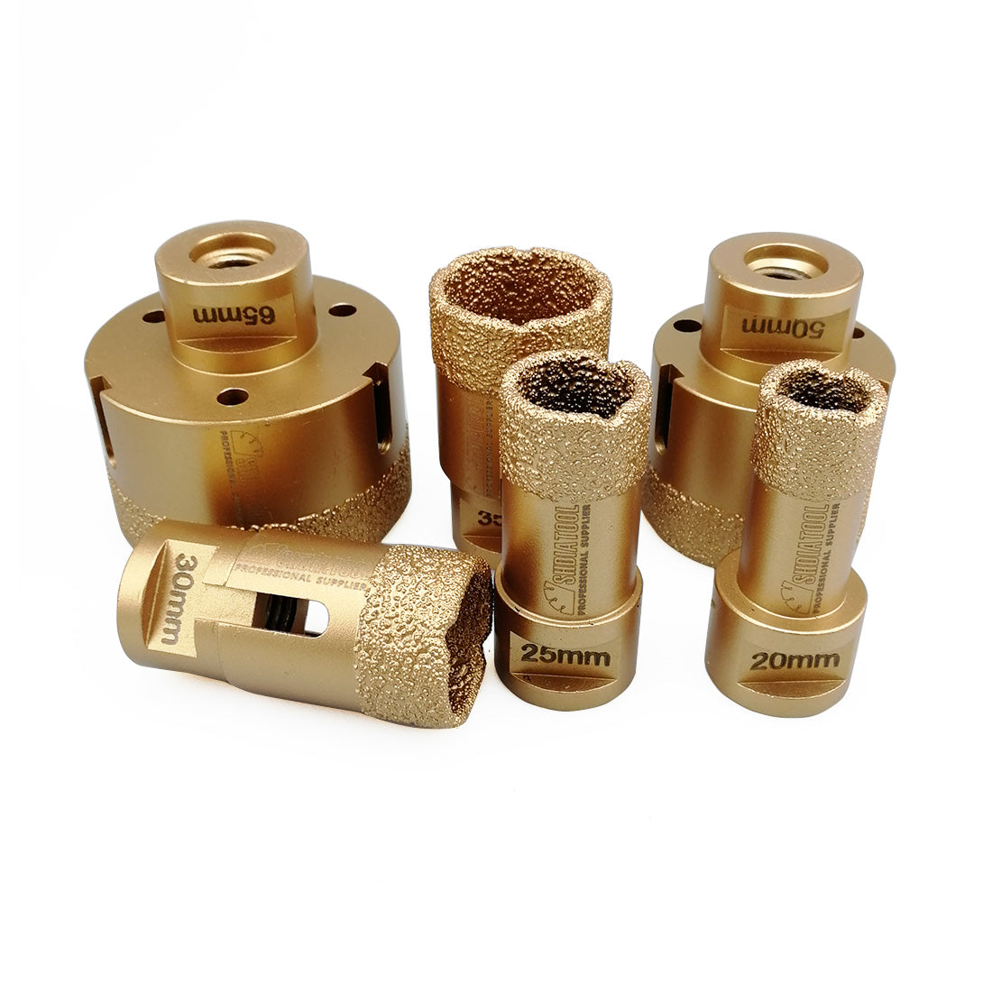 SHDIATOOL 6pcs Dry Golden Diamond Drill Bits for Porcelain Granite M14 Thread - SHDIATOOL