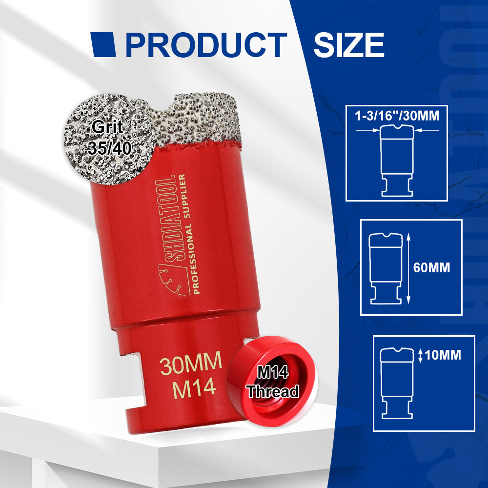 SHDIATOOL Diamond Core Drill Bit with M14 Thread for Porcelain Marble Hole Saw