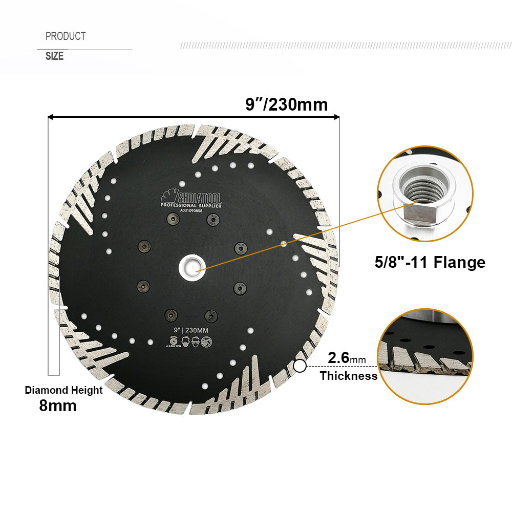 Diamond Saw Blade 5"/9" Granite Marble Concrete Brick Tile 5/8-11 Flange SHDIATOOL
