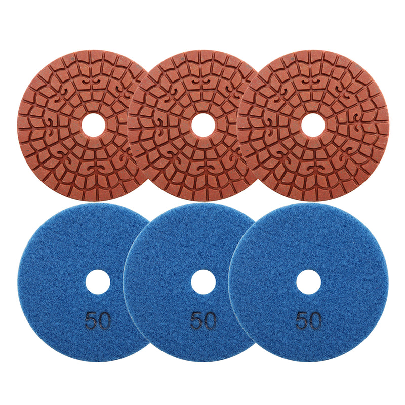 SHDIATOOL 6pcs/Set Diamond Polishing Pads Wet Sanding Disc for Granite Marble Artificial Stone - SHDIATOOL