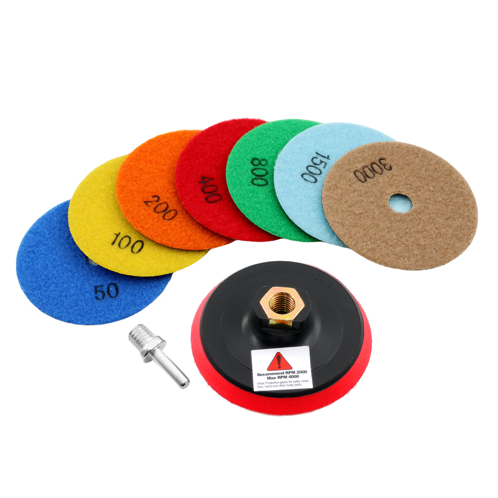 4inch Dry Diamond Polishing Pad for Granite 9pcs/set Mixed Grits