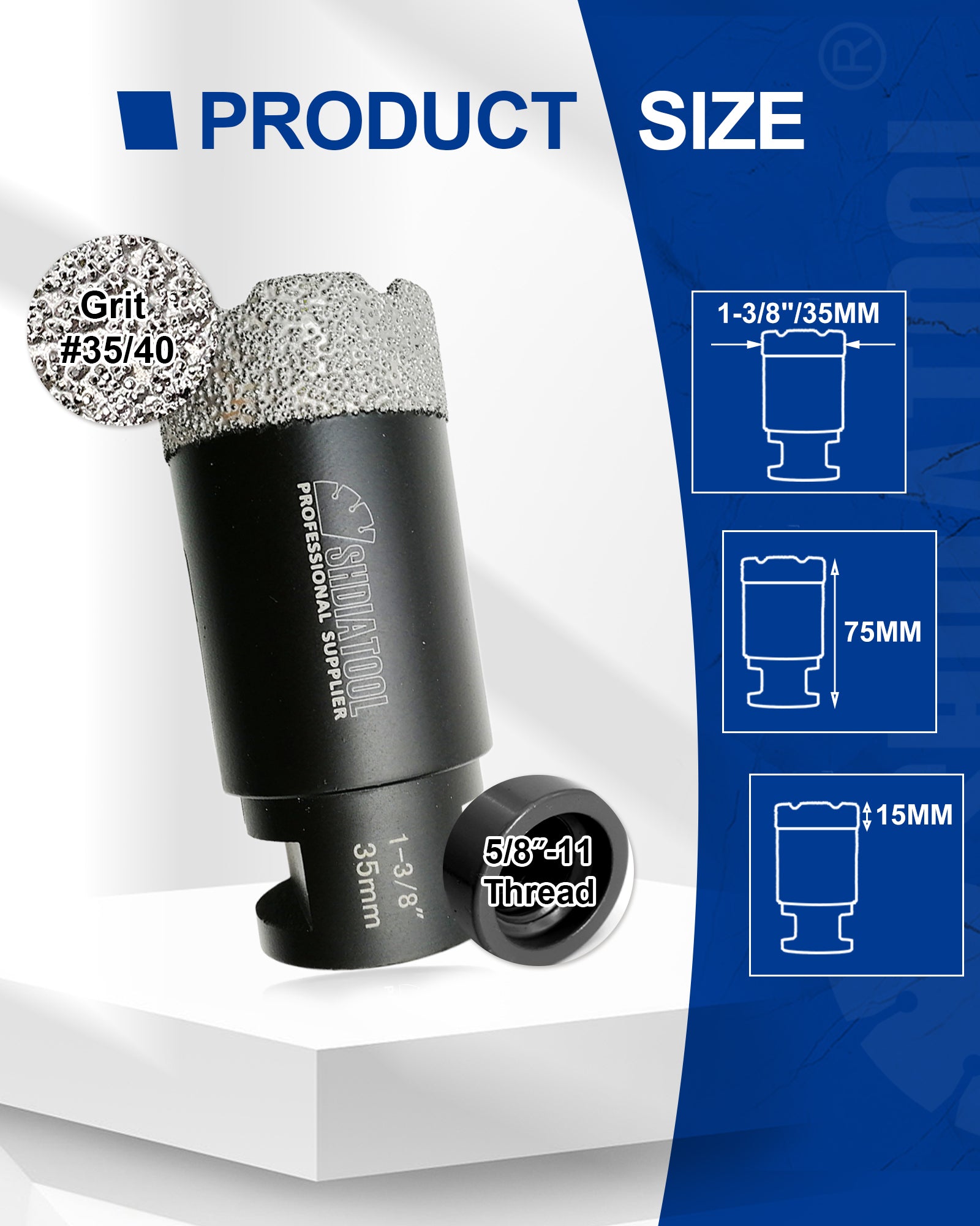Diamond Core Drill Bits Porcelain Ceramic Tile Marble Brick1/4 Inch to 6 Inch 5/8-11
