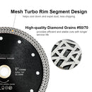 Mesh Turbo Saw Blade 5pcs 4.5" Cutting for Granite Ceramic SHDIATOOL