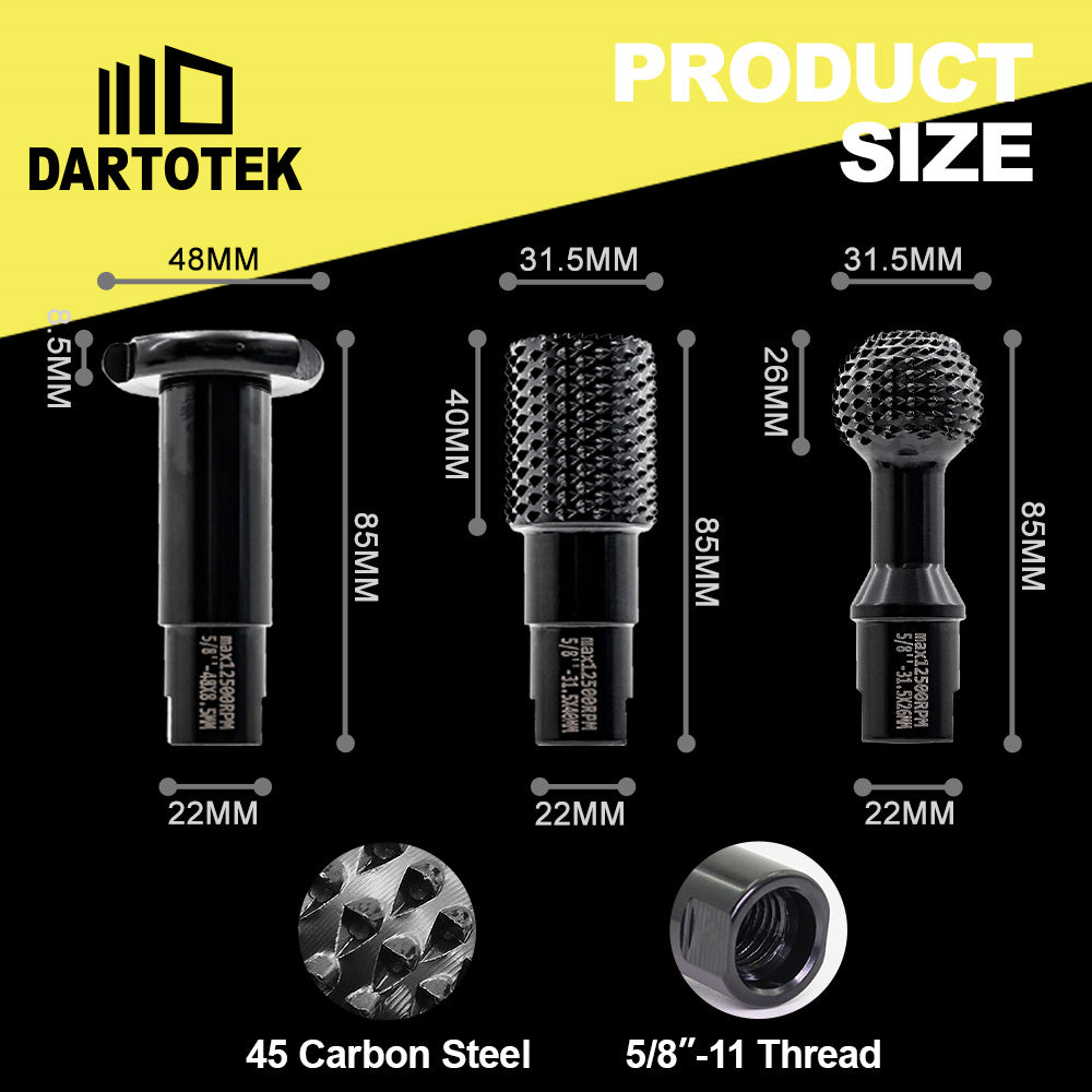 DARTOTEK File Drill Bits Wood Carving Bits Grinding Head Engraving Groove Countertop Woodworking Abrasive Tool Angle Grinder
