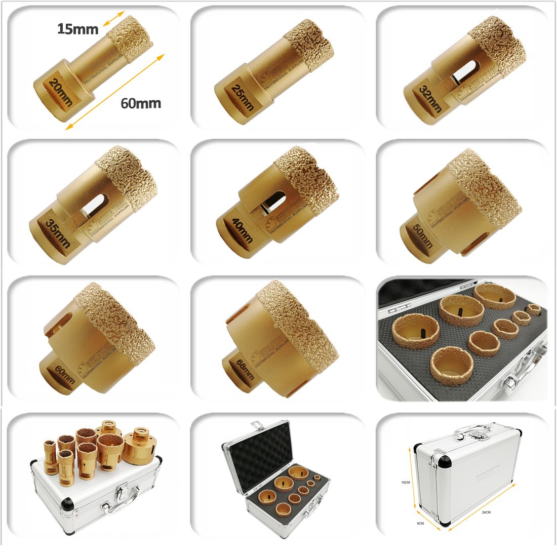 Diamond Drill Core Bits Kit with Box for Tile Porcelain Marble M14 Thread Spain Warehouse - SHDIATOOL