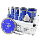 Shdiatool 11pcs 6-65MM Diamond 5/8-11 Drill Bit Kit 4.5 inch X Mesh Cutting Saw Blade for Ceramic Tile Porcelain Tile Marble