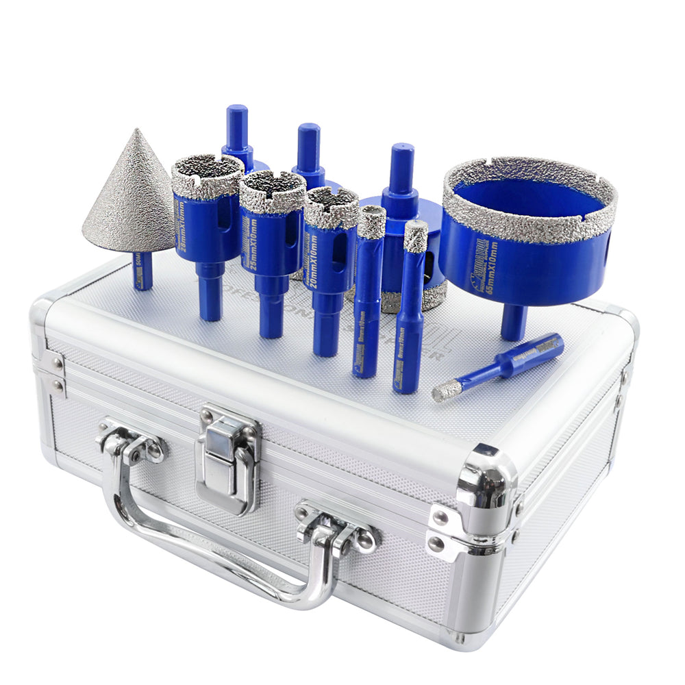 SHDIATOOL 11pcs/set Diamond Drilling Bit with Triangular Shank for Granite Marble Porcelain Ceramic Tile Angle Grinder - SHDIATOOL