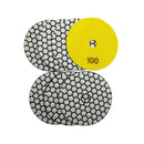 4 inch Dry Diamond Polishing Pad for Granite Marble  7pcs/set Mixed Grits Plus a 5/8-11 Backer - SHDIATOOL