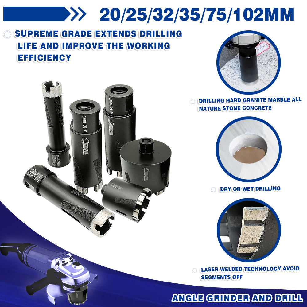 Diamond Core Bit Laser Welded 18-102mm for Hard Stone Concrete Marble USA Warehouse - SHDIATOOL