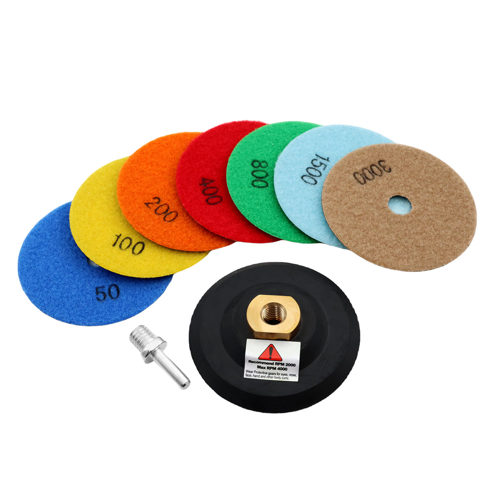 4inch Dry Diamond Polishing Pad for Granite 9pcs/set Mixed Grits