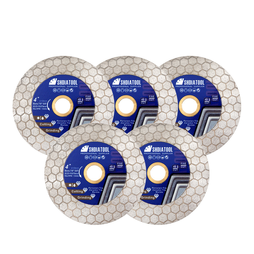 SHDIATOOL Saw Blade 5pcs 4/4.5/5 Inchs Cutting Grinding Ceramic Granite Marble