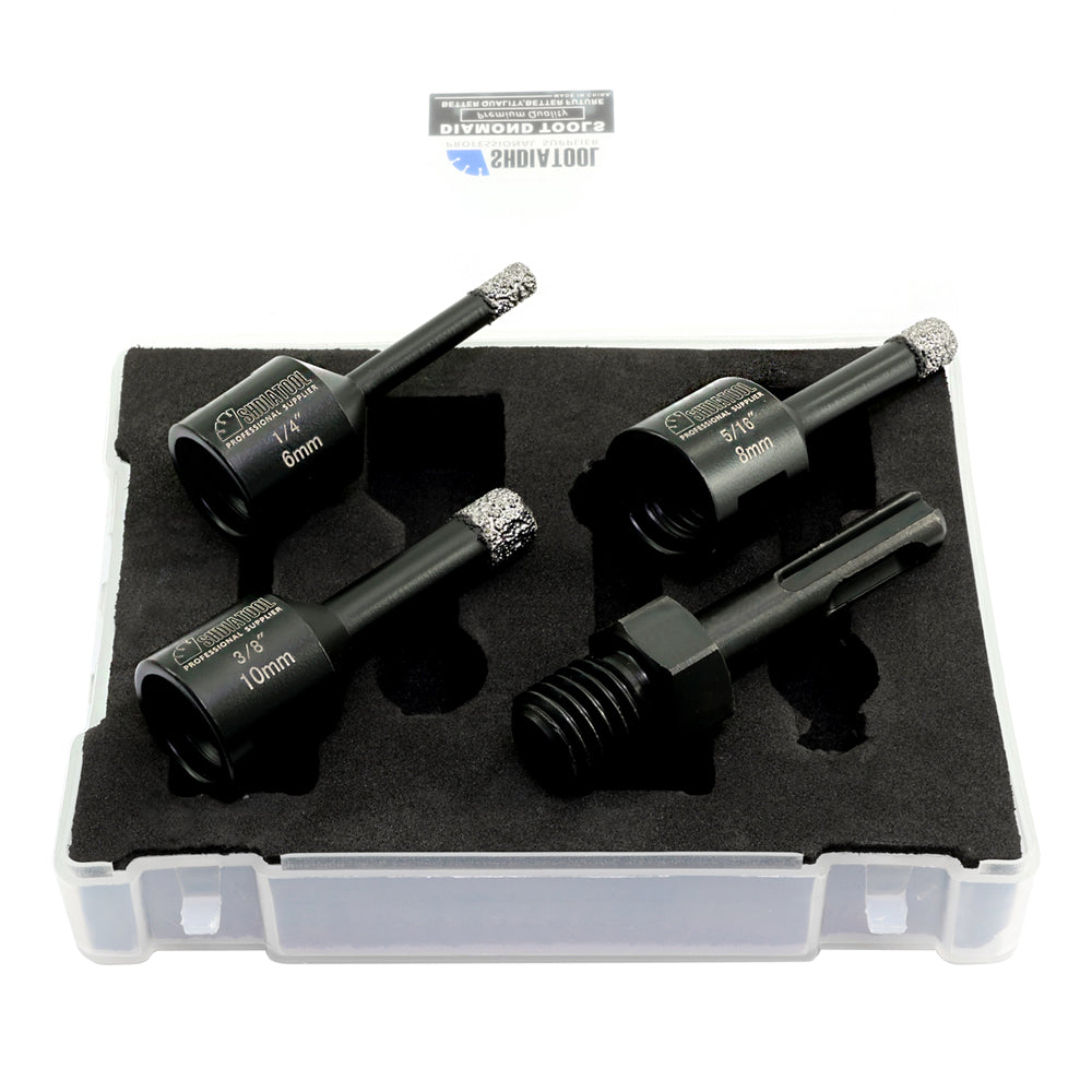 SHDIATOOL Diamond Dry Drilling Bits 4pcs/set for Porcelain Granite Hole Saw 5/8-11