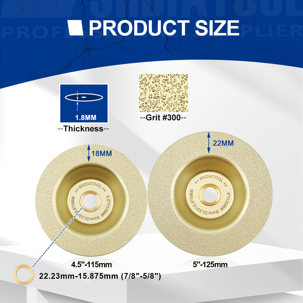 SHDIATOOL 1/2/3pcs 4.5inch/5inch Brazed Rock Plate Bowl Cutting Grinding Disc 115mm/125mm Dekton Porcelain Tile Ceramic Marble Granite
