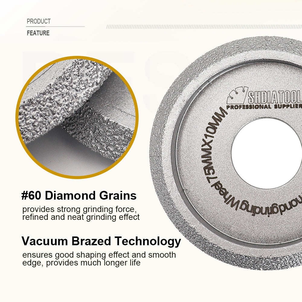 3" SHDIATOOL V-shape Diamond Hand Grinding Wheels for Marble Ceramic Carving Edge - SHDIATOOL